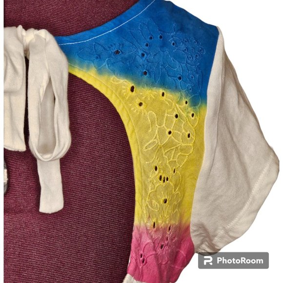 OP Ocean Pacific Peekaboo Tie Back Colorful T-Shirt Summer Junior Size XL EUC - Picture 3 of 4